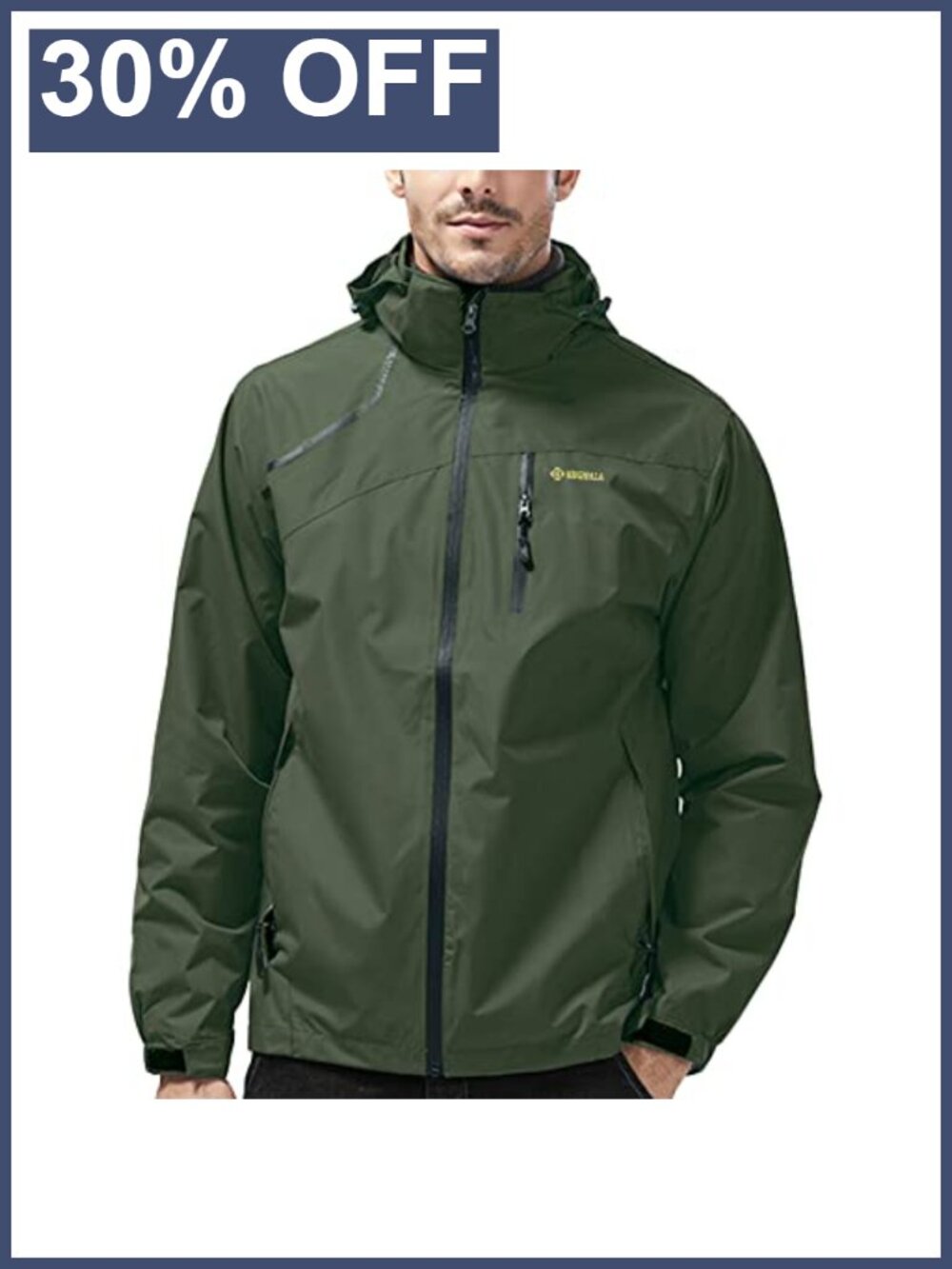 Men's Lightweight Waterproof Windproof Hooded Rain Jacket for Running Hiking